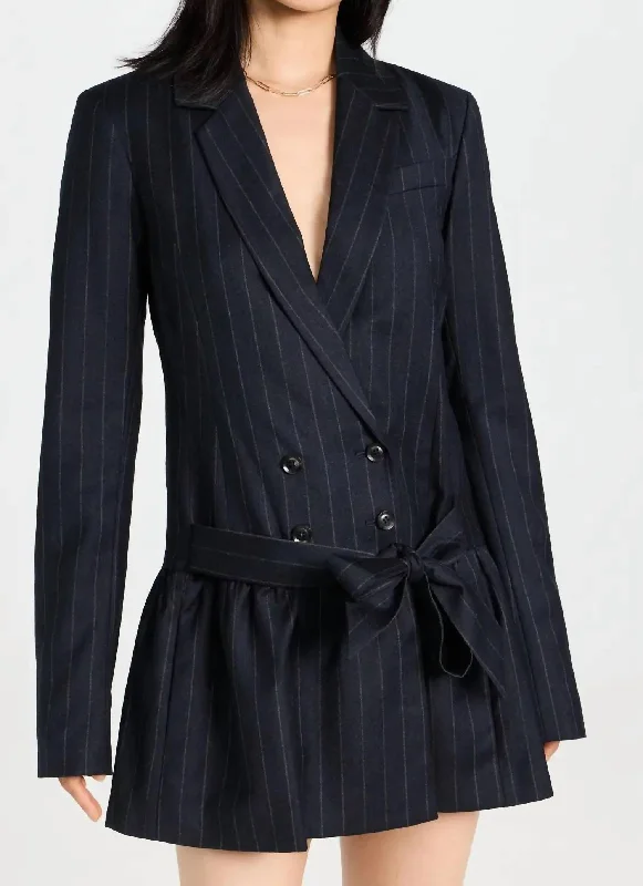 Ainsley Pinstripe Drop Waist Blazer Dress In Tatum Pinstripe Winter Women's Blazer