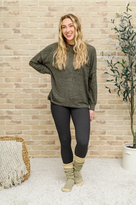 Brushed Drop Shoulder Sweater In Olive Hooded Sweater Collared Sweater Shawl Collar