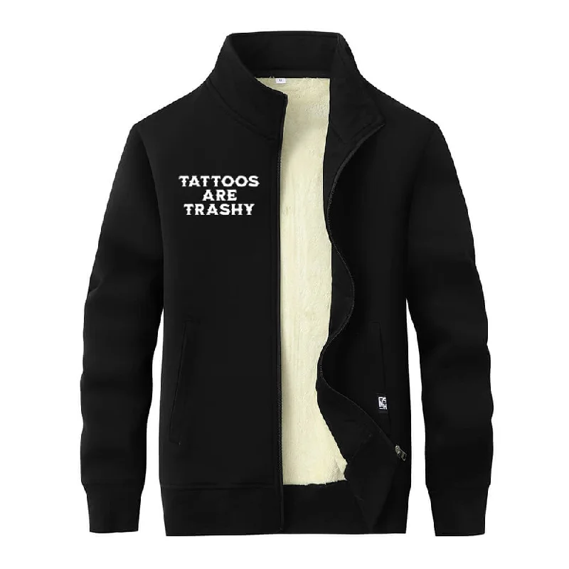 Multicolor Tattoos Are Trashy Stand Collar Zip Fleece Cardigan Mesh Blend Leather Blend Suede Blend Multicolor Tattoos Are Trashy Stand Collar Zip Fleece Cardigan Mesh Blend Leather Blend Suede Blend