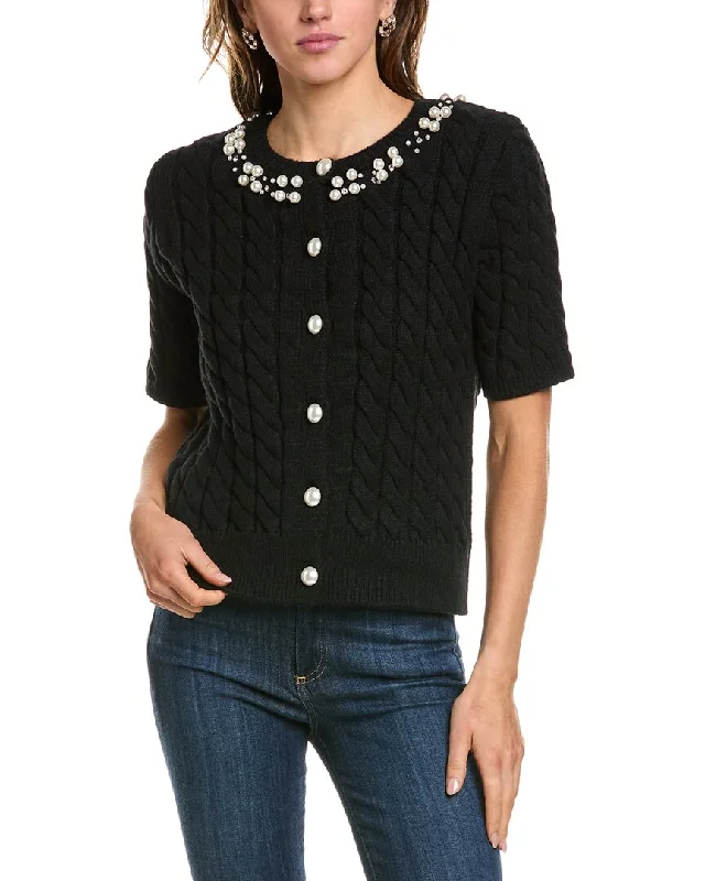 Bcbgmaxazria Cable Knit Cardigan Neon metallic Matte