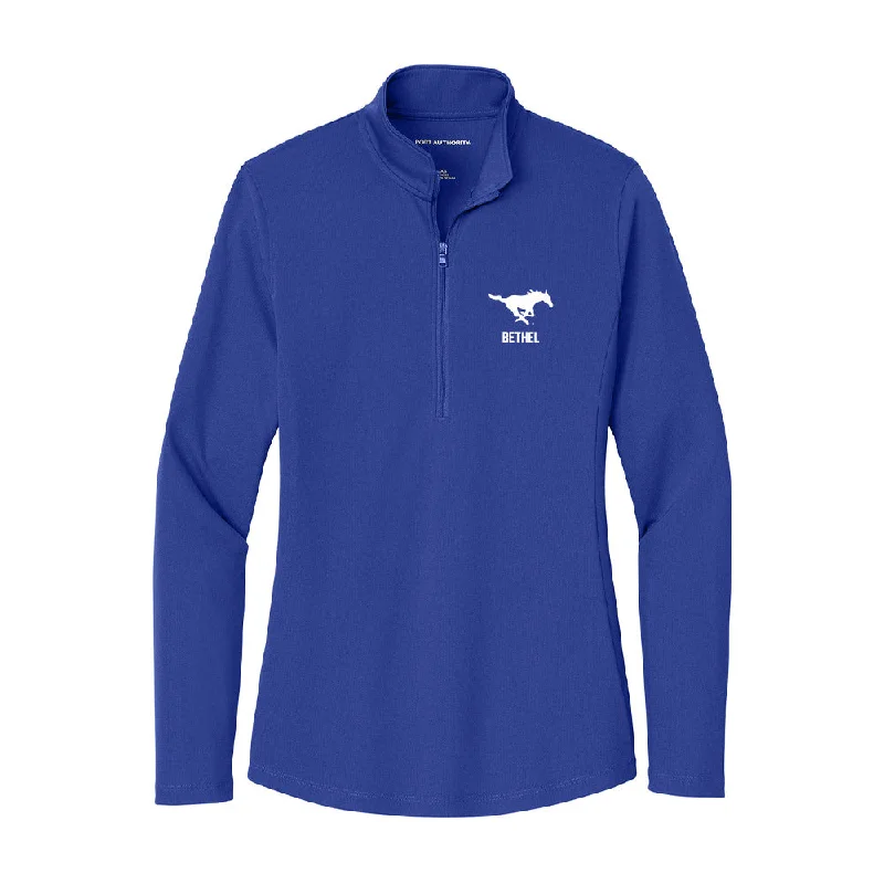 SMU - NCAA Women's Rowing : Avery Bethel - Women's Lightweight Quarter Zip Jacket Wool Jacket Cashmere Jacket Tweed Jacket