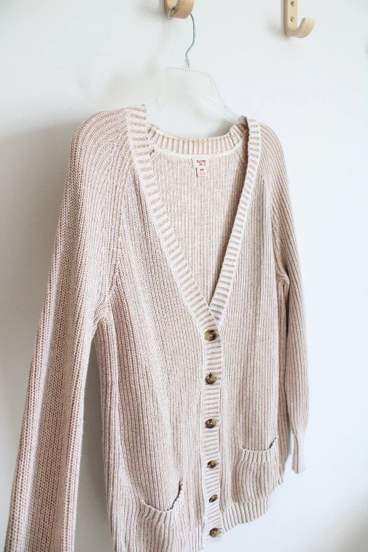 Mossimo Supply Co. Tan & White Button Down Knit Cardigan | M Knit Fabric Woven Fabric Fleece Fabric Mossimo Supply Co. Tan & White Button Down Knit Cardigan | M Knit Fabric Woven Fabric Fleece Fabric