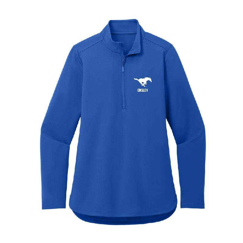 SMU - NCAA Women's Rowing : Anne Ensley - Women's Premium Quarter Zip Jacket Chenille Fabric Brocade Fabric Lace Fabric