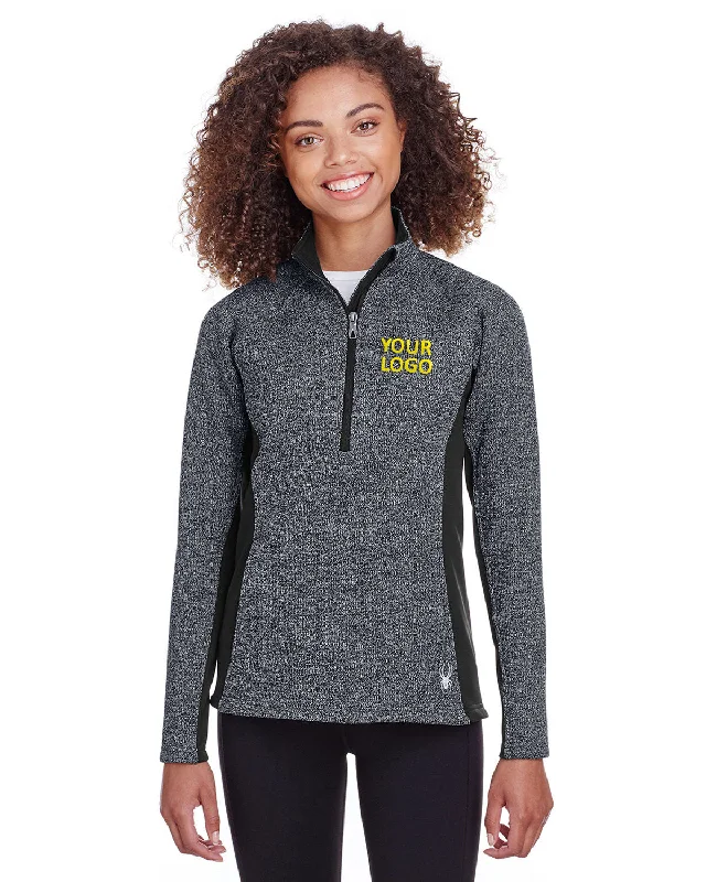 Spyder Ladies Constant Half-Zip Sweaters, Black Hthr/ Blk Thin Thick Dense
