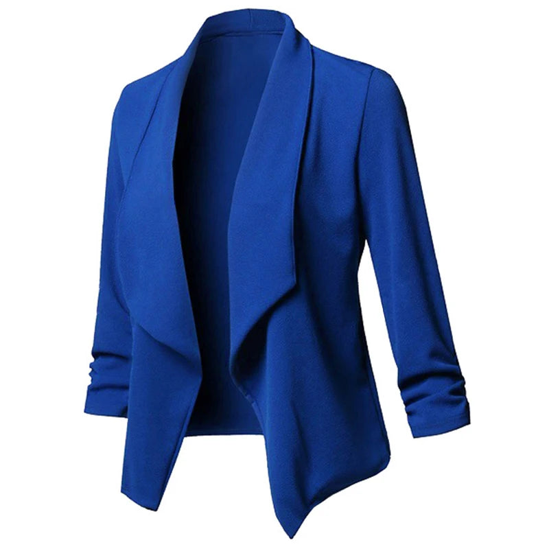 Women Thin Blazers Cardigan Coat Long Sleeve Female Jackets Ruched Asymmetrical Casual Business Suit Outwear Women's Unique Blazer Women Thin Blazers Cardigan Coat Long Sleeve Female Jackets Ruched Asymmetrical Casual Business Suit Outwear Women's Unique Blazer
