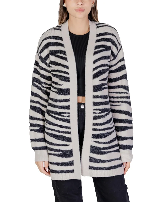 Jacqueline De Yong  Womens Zebra Cardigan Silk Blend Satin Velvet