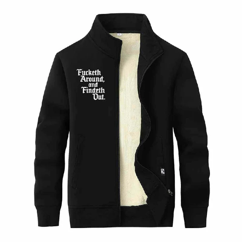 Fucketh Around and Findeth Out Stand Collar Zip Fleece Cardigan Button Cardigan Zip Cardigan Pullover Cardigan Fucketh Around and Findeth Out Stand Collar Zip Fleece Cardigan Button Cardigan Zip Cardigan Pullover Cardigan