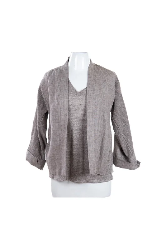Grey Blazer & Tee Women's Leather Blazer