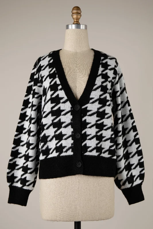 HOUNDSTOOTH CARDIGAN Nylon Fabric Polyester Fabric Spandex Fabric