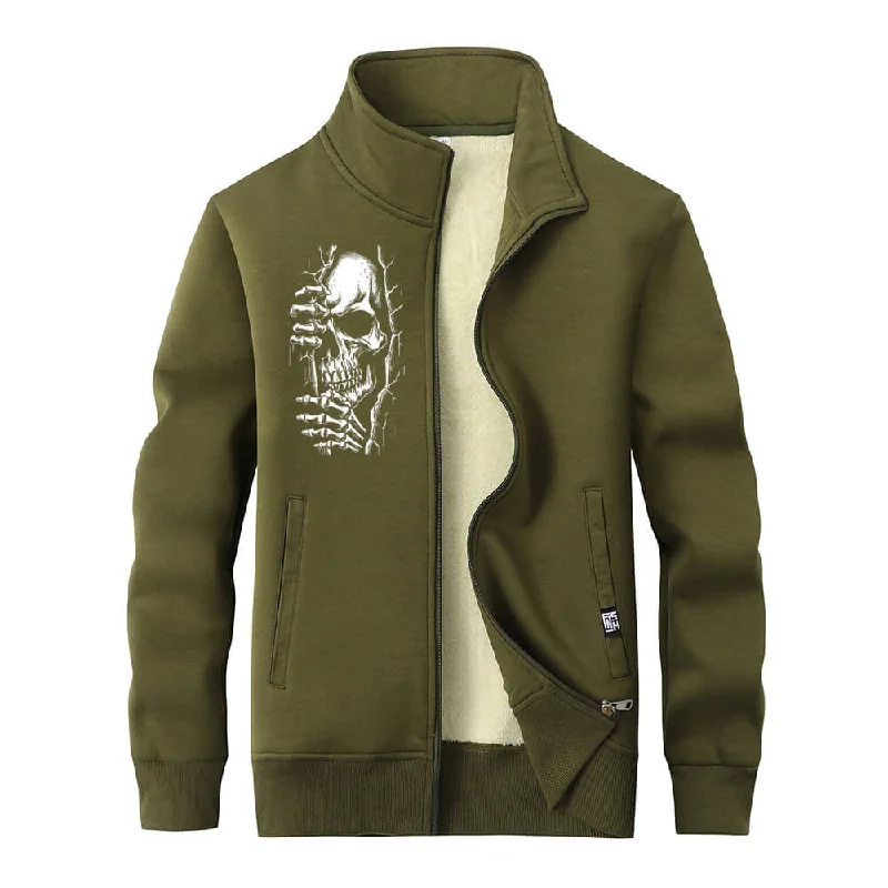 Skeletons in the Crack Fleece Sherpa Stand Collar Zip Cardigan Solid Color Striped Floral Print Skeletons in the Crack Fleece Sherpa Stand Collar Zip Cardigan Solid Color Striped Floral Print