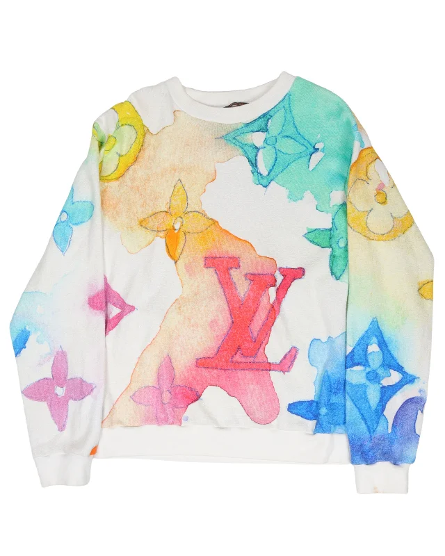 Water Paint Monogram Sweater Embroidered Appliqued Beaded