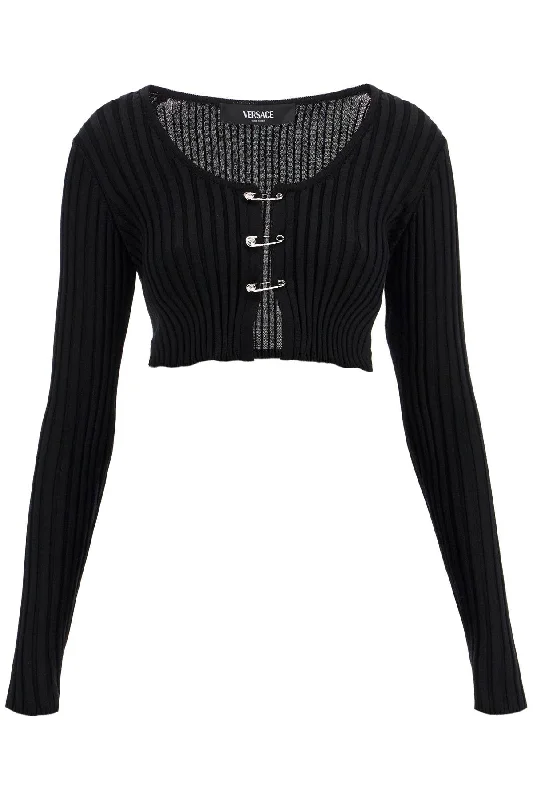 "cropped safety pin cardigan 1017772 1A12700 BLACK Cardigan Knitwear Sweater