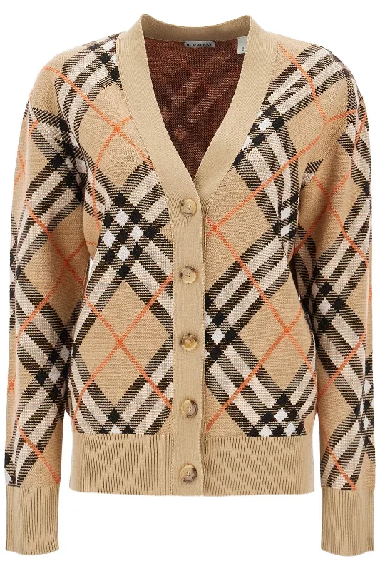 oversized tartan cardigan 8093491 SAND IP CHECK Open Front Closed Front Wrap Front