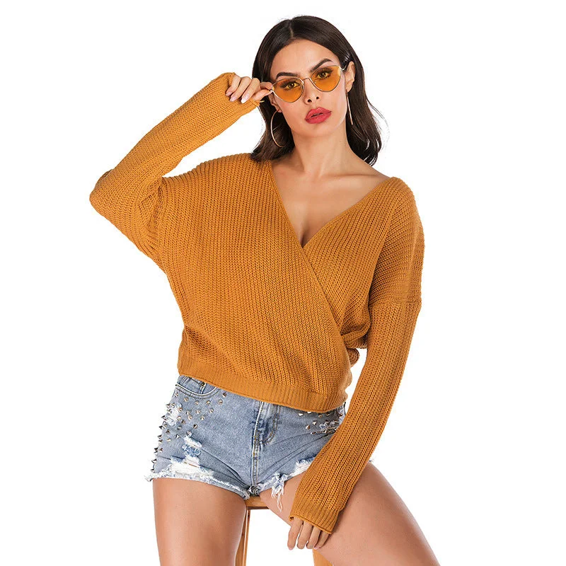 IKEARLAX popular 2025 New Popular trade  autumn and winter knitted sweater V-neck solid color long-sleeved pullover sweater women's outer wear Layered Multi-layer Single Layer