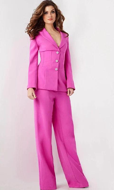 Jovani 25834 - V-Neck Blazer Pantsuit Women's Fashion Blazer