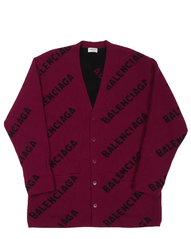 All Over Logo Cardigan Sweater Seamless Knitted Crochet