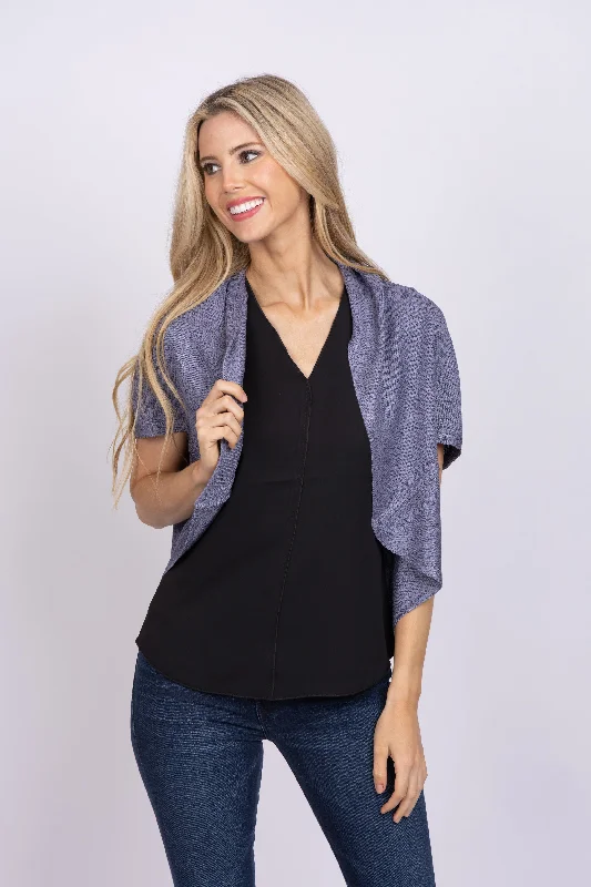 Nic+Zoe Cocoon Cardigan In Blue Dusk Iron Safe Non-Iron Wrinkle Free