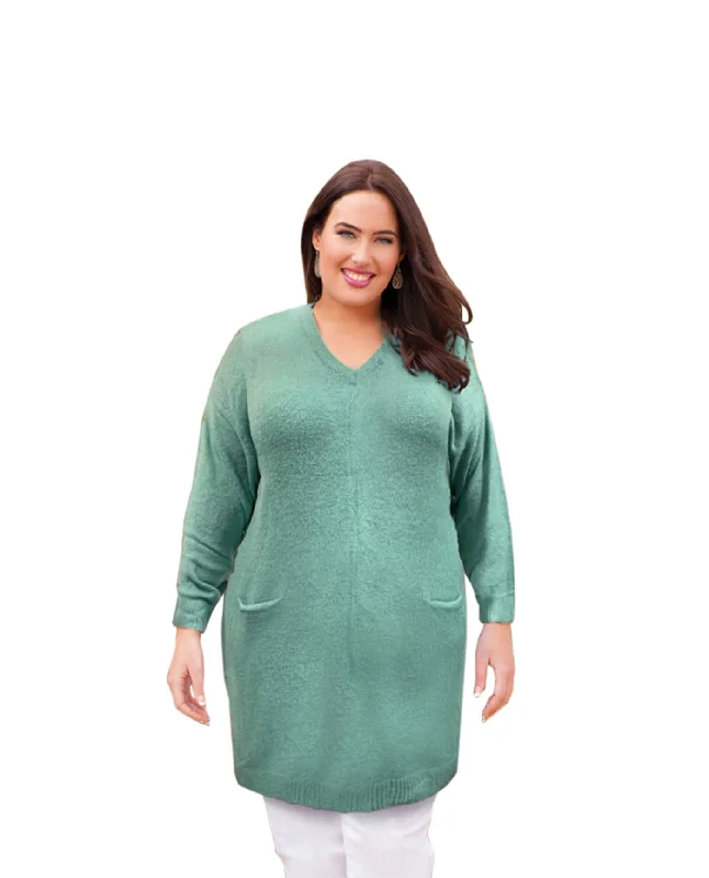 On The Plus Side Pullover Pocket Plus Size Sweater Dress Machine Wash Dry Clean Hand Wash