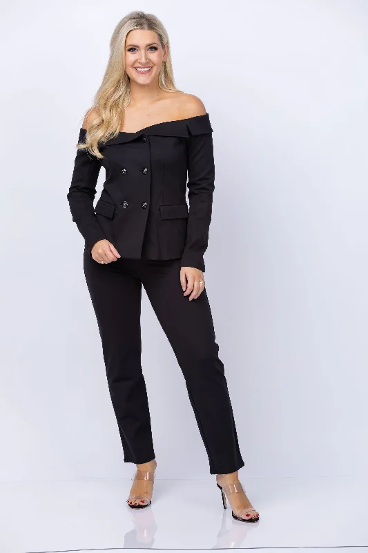 L'AGENCE Stephan Off Shoulder Blazer in Black Women's Classic Blazer