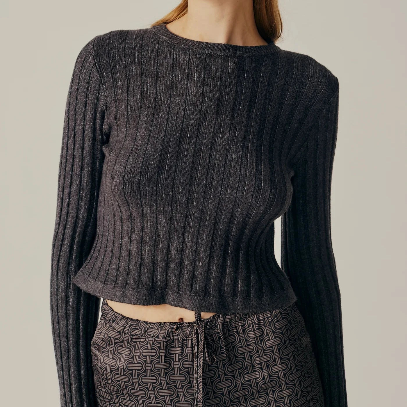 Déluc Buddleia Crop Sweater Lace Blend Ribbed Blend Corduroy Blend