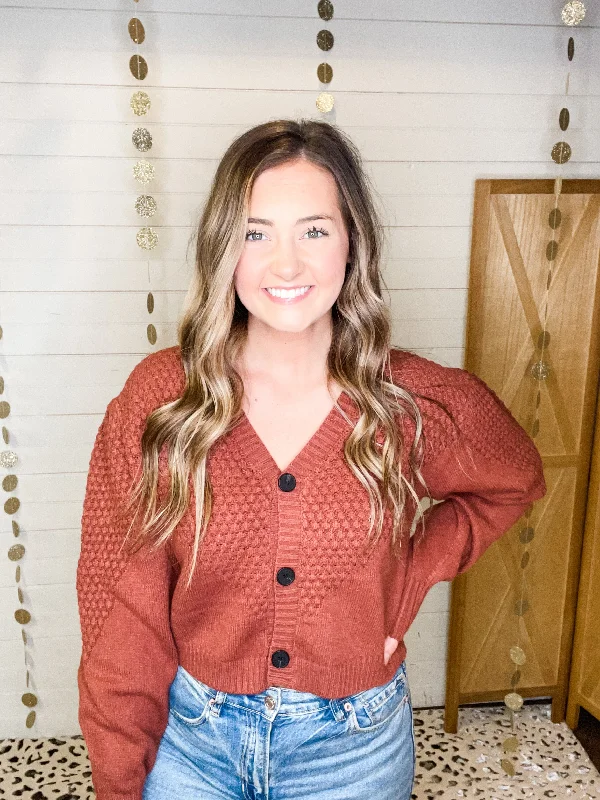 Meet You Outside Crop Cardigan Fitted Loose Oversized