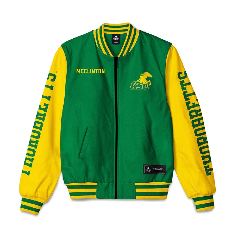 KYSU - NCAA Women's Track & Field : Aleashea McClinton - Bomber Jacket Mesh Jacket Canvas Jacket Denim Jacket