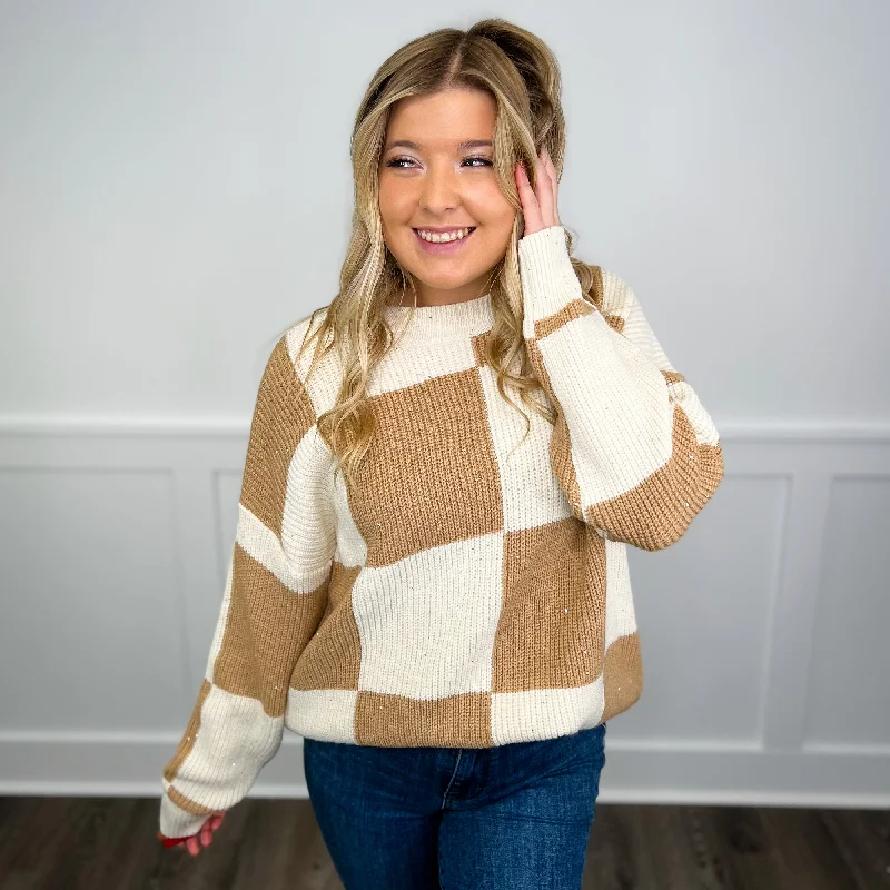 White Birch Feel Brand New Knit Long Sleeve Cream Sweater Top Plaid Sweater Polka Dot Checkered White Birch Feel Brand New Knit Long Sleeve Cream Sweater Top Plaid Sweater Polka Dot Checkered