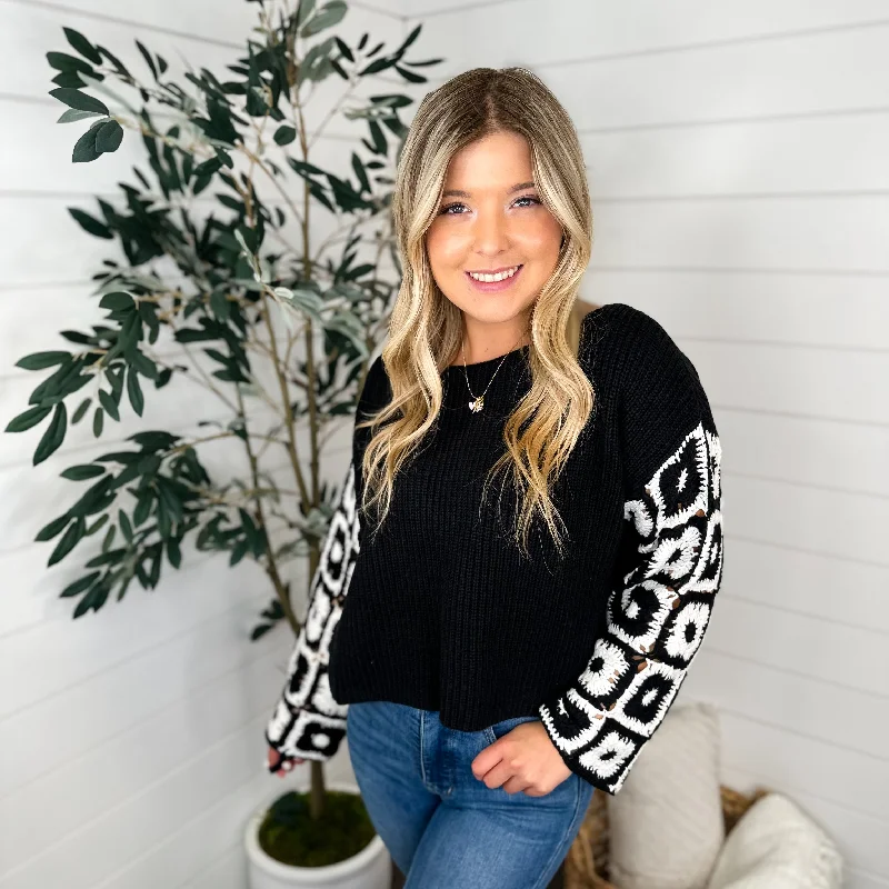 Lovin This Season Cotton Blend Long Sleeve Black Avery Mae Cropped Sweater Top Knit Fabric Woven Fabric Fleece Fabric Lovin This Season Cotton Blend Long Sleeve Black Avery Mae Cropped Sweater Top Knit Fabric Woven Fabric Fleece Fabric