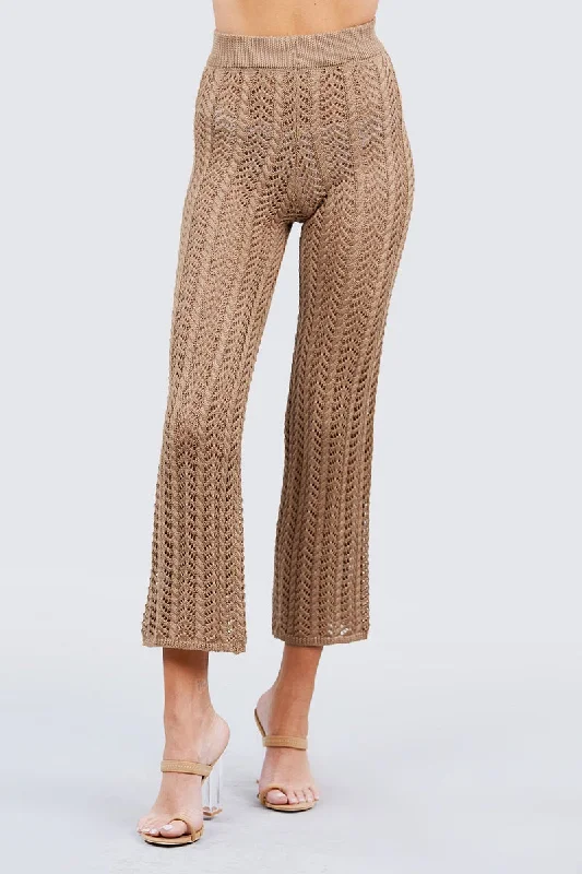Flare Long Fishnet Sweater Pants Layered Multi-layer Single Layer