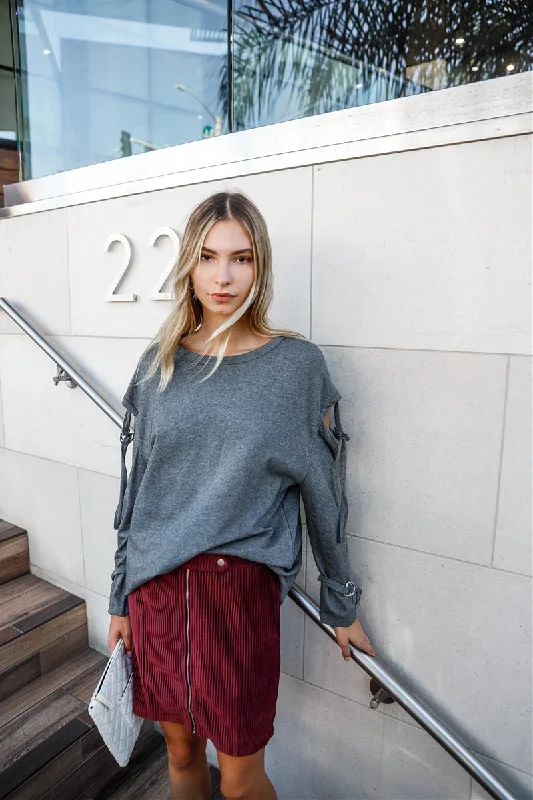 Long Sleeve Cut-out Sweater Notch Collar Peter Pan Collar Cowl Neck