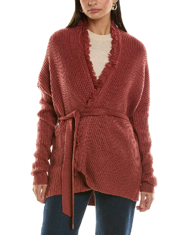 Bishop + Young Gaia Fringe Wool-Blend Cardigan Elasticated Padded Insulated