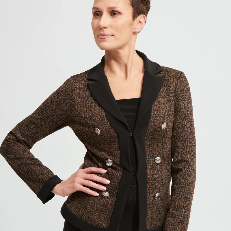 Women's Joseph Ribkoff | Blazer Style Jacket | Brown Women's Plaid Suit