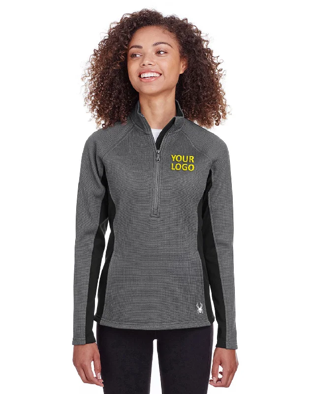 Spyder Ladies Constant Half-Zip Sweaters, Polar/ Black Bright Pastel Dark