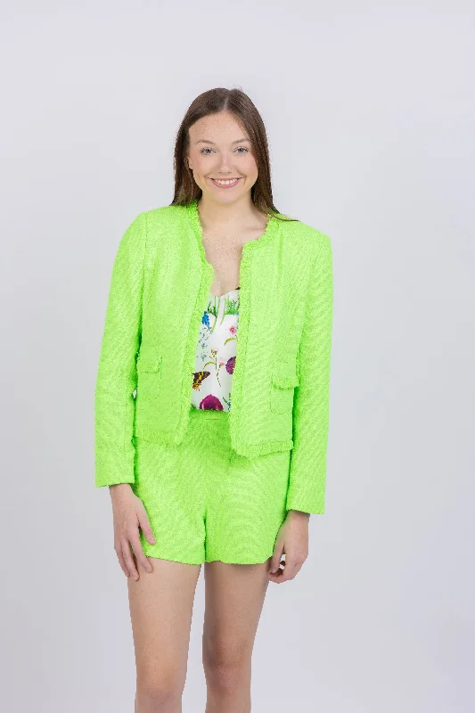 L'Agence Angelina Blazer in Lime Green Women's Plaid Suit