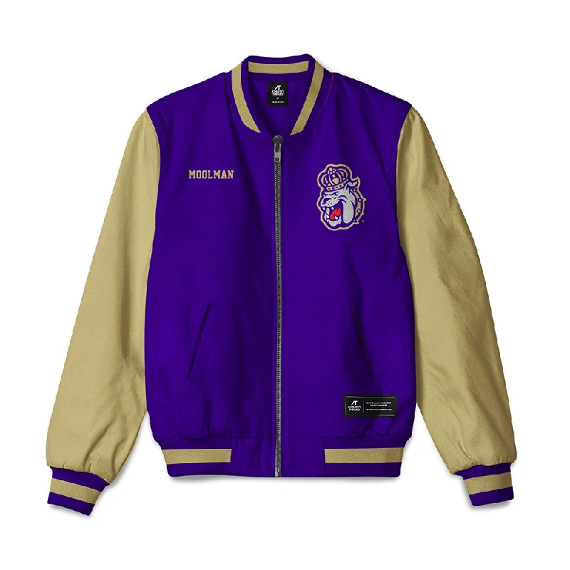 JMU - NCAA Women's Track & Field : Erica Moolman - Bomber Jacket Belted Jacket Elasticated Jacket Padded Jacket