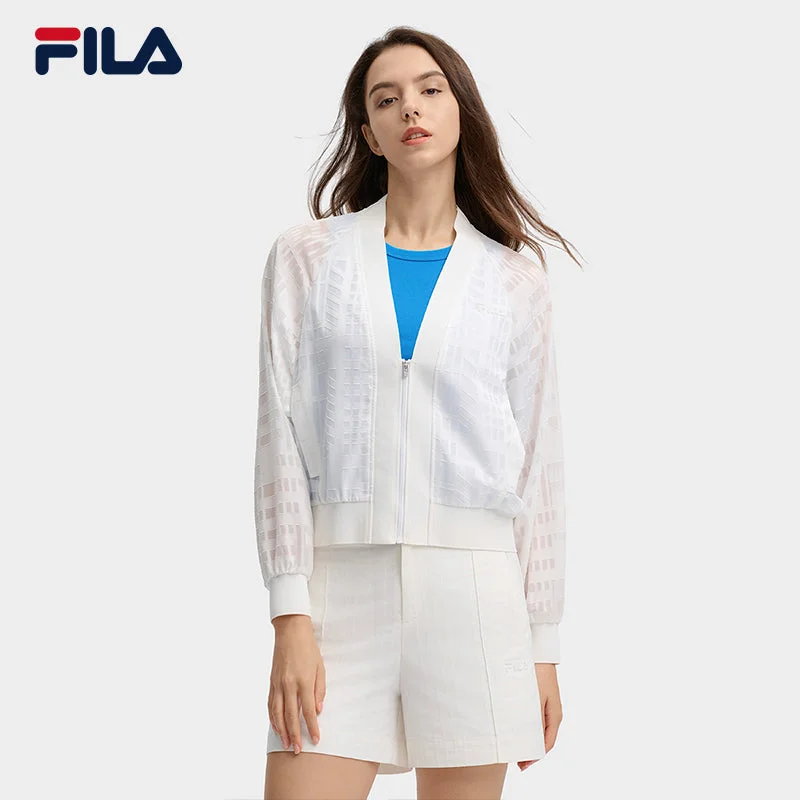 FILA CORE LIFESTYLE HERITAGE Women Woven Cardigan (White) Rayon Fabric Velvet Fabric Corduroy Fabric FILA CORE LIFESTYLE HERITAGE Women Woven Cardigan (White) Rayon Fabric Velvet Fabric Corduroy Fabric