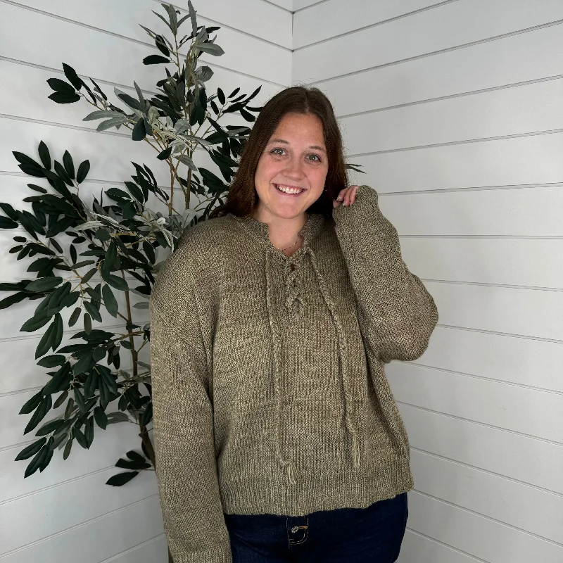 Be Brave Knit Long Sleeve Olive Avery Mae Sweater Top Ribbed Striped Patterned