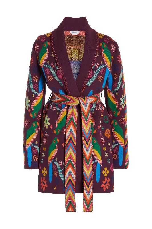 Margot Knit Cardigan in Multi Merino Wool Embroidered Appliqued Beaded
