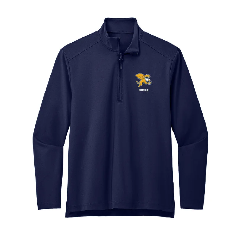 Canisius - NCAA Women's Rowing : Brooke Urmson - Premium Quarter Zip Jacket A-Line Jacket Boat Neck Shawl Collar