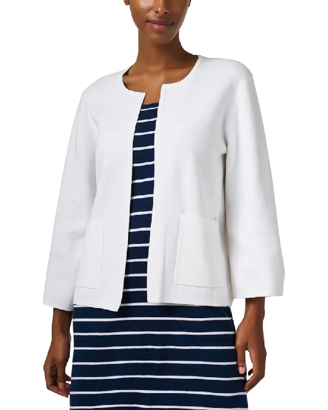 Kinross Cashmere-Blend Cardigan Herringbone Houndstooth Plaid
