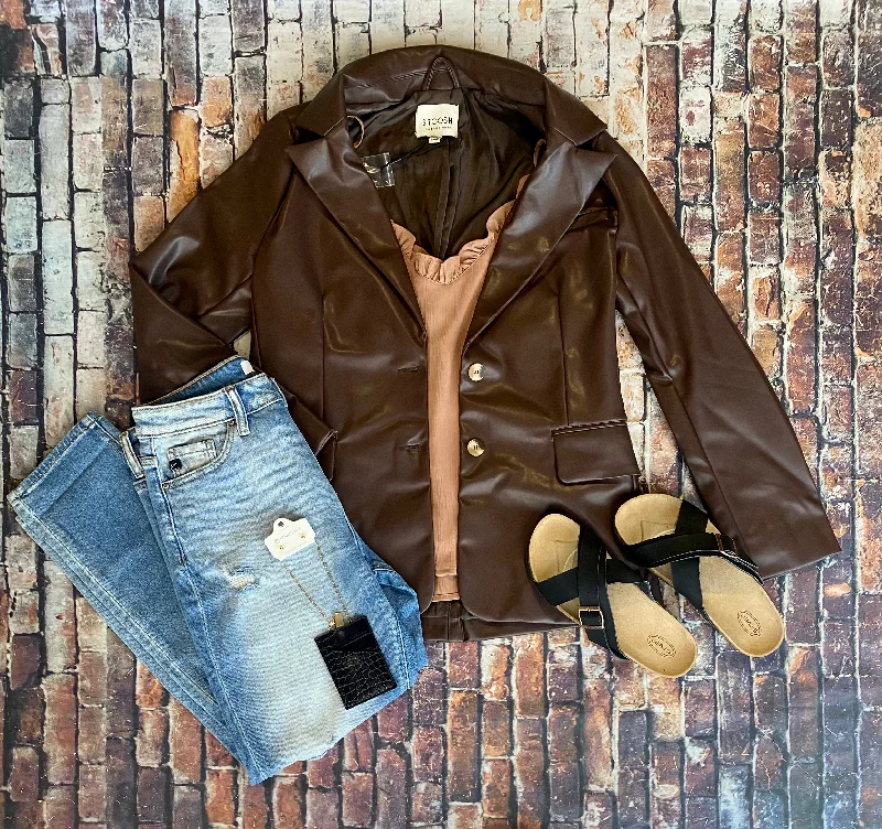 Prepared For Anything Brown Blazer Fashion Women's Blazer
