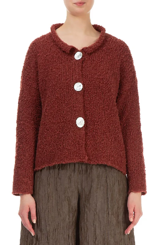 Burnt Brick Alpaca Wool Cardigan Slim Fit Regular Fit Oversized