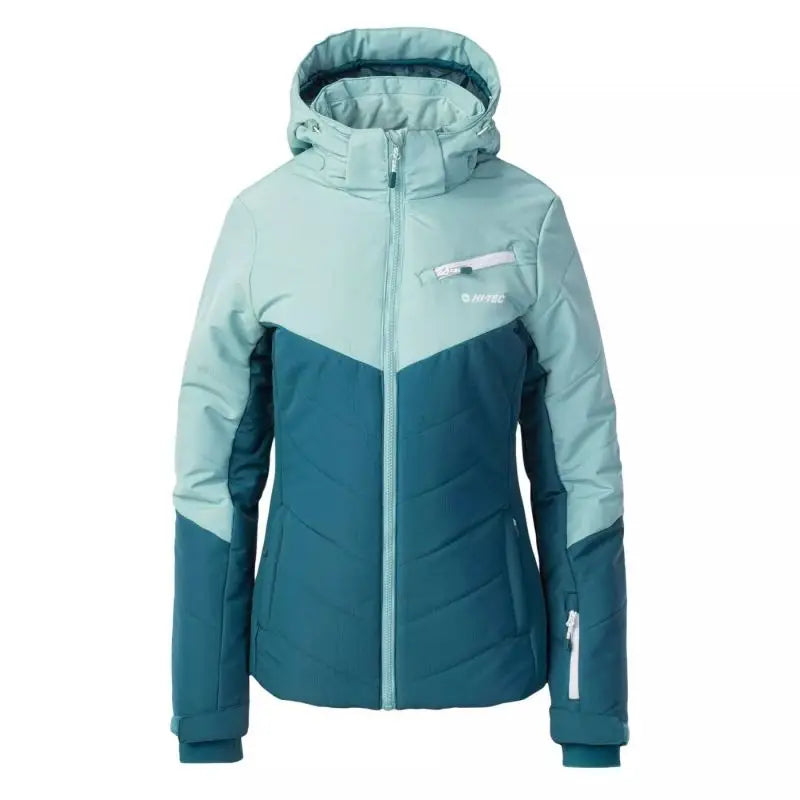 Hi-Tec Women's Helmer Ski Jacket 92800441445 - Green, Waterproof, DWR Coated, Snow Belt, Ski Pass Pocket Tiered Jacket Buttoned Jacket Zippered Jacket