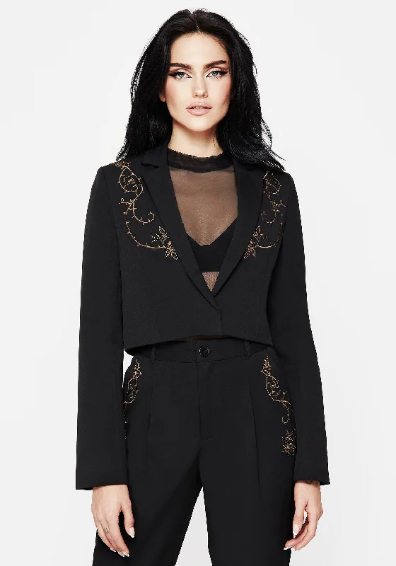 Vanitas Thorn Embroidered Crop Blazer Fashion Women's Blazer