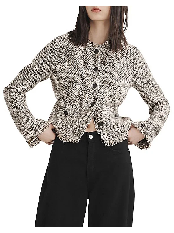 Carmen Womens Tweed Suit Separate Collarless Blazer Women's Premium Blazer