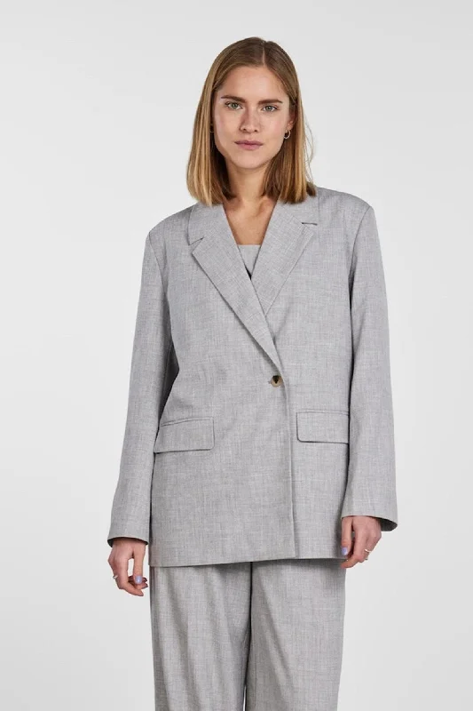 Oversized Blazer - Light grey melange Women's Fashion Blazer