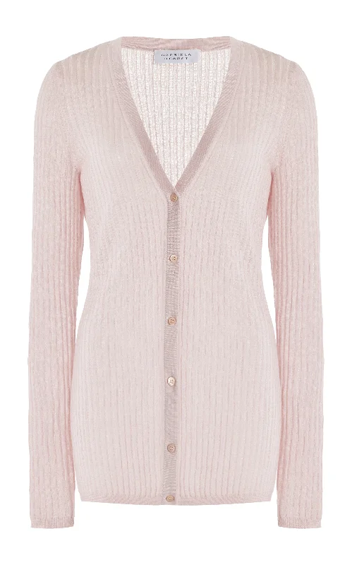 Emma Pointelle Knit Cardigan in Blush Cashmere Silk Nylon Fabric Polyester Fabric Spandex Fabric Emma Pointelle Knit Cardigan in Blush Cashmere Silk Nylon Fabric Polyester Fabric Spandex Fabric