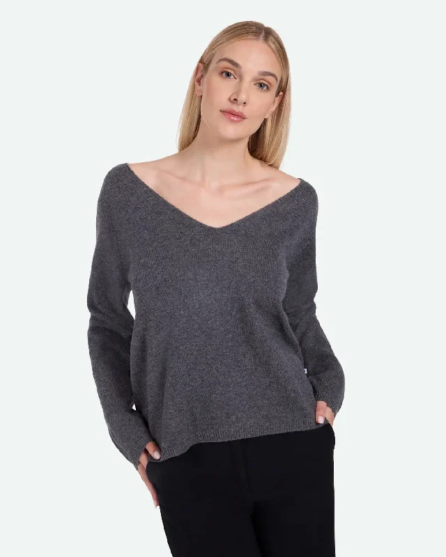 Codas Jumper - Grey Melange Hooded Sweater Collared Sweater Shawl Collar