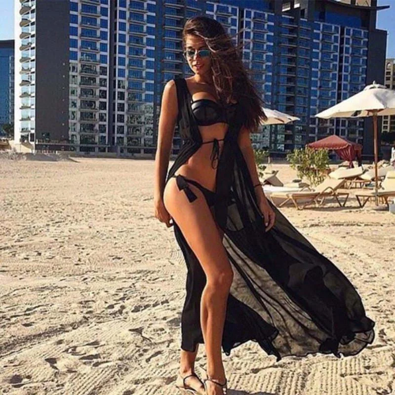 Women Loose Chiffon Cardigan Blouse Shirt Bathing Suit suit Cover Up wear Beach Dress KJ2 K2 Long Cardigan Short Cardigan Medium Cardigan