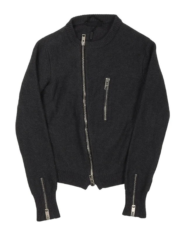 Zip Up Knit Sweater Wool Fabric Cashmere Fabric Tweed Fabric